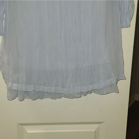 Soft Surroundings Sky Blue Crinkle Blouse - Picture 4 of 9